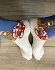 London Red Bus Double Decker Bus Big Ben Socks, Novelty Fun Gift Socks
