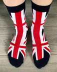 Union Jack British Flag Calf Novelty Fun Gift Patriotic Socks