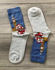 London Red Bus Double Decker Bus Big Ben Socks, Novelty Fun Gift Socks