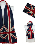 Union Jack Pompom Hat & Scarf & Full Finger Unisex Gloves Set