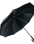 Classic Walking Stick Umbrella Leather Crook Handle Black Wedding Brolly