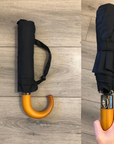 Wooden Handle Compact Auto Open&Close Crook Umbrella