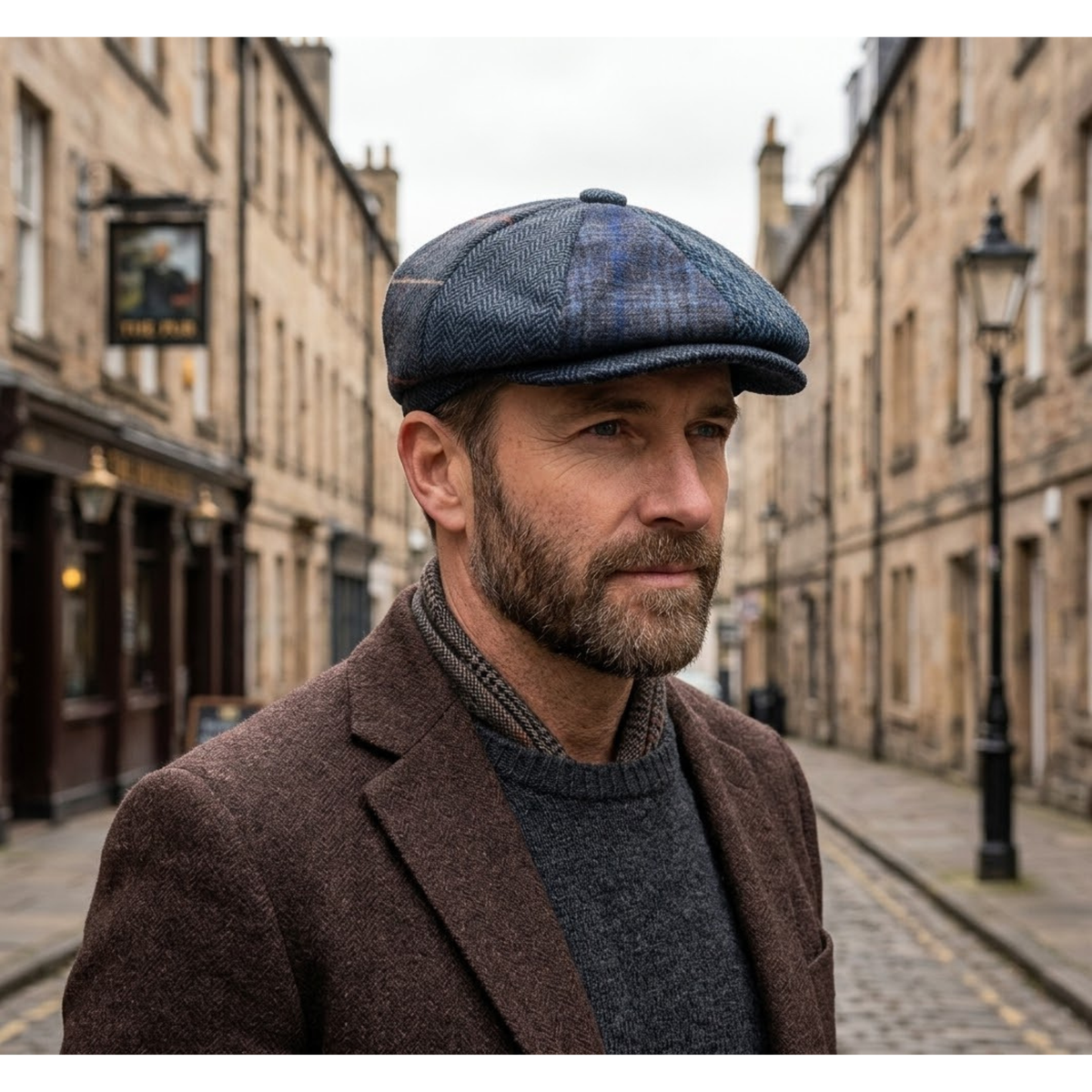 Newsboy Cap Tweed Flat Cap, Patchwork Wool Baker Boy Hat, Peaky Blinders Vintage Style Flat Cap, Gift for Him