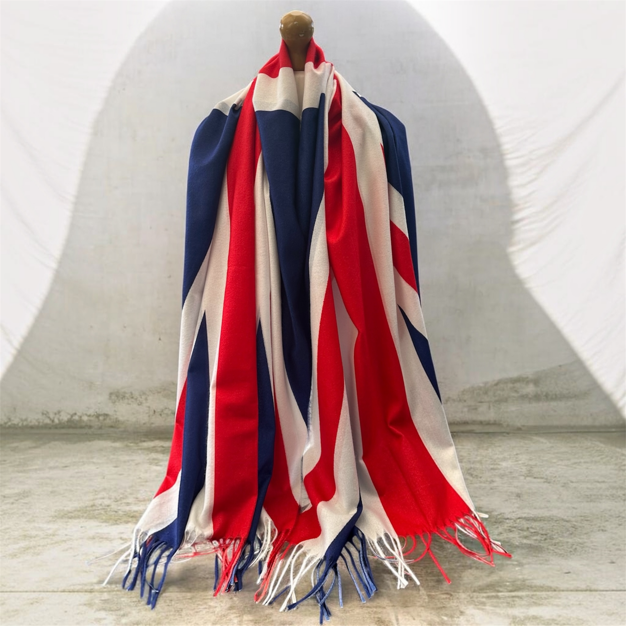 Union Jack British Flag Cotton Blend Scarf – Red, White &amp; Navy