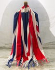 Union Jack British Flag Cotton Blend Scarf – Red, White & Navy