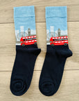 Seamless London Skyline Red Bus Big Ben Socks, Novelty Fun Gift Socks