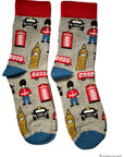 London Icons Big Ben Red Bus Union Jack Socks, Seamless Novelty Fun Gift Socks EUR 39-46 UK 6-11