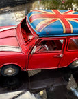 Vintage Union Jack Roof Ornament Tin Metal Retro Red Mini Cooper Car Antique