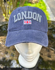 Vintage London Baseball Cap Unisex Distressed Look Hat Embroidered Logo & Adjustable Strap