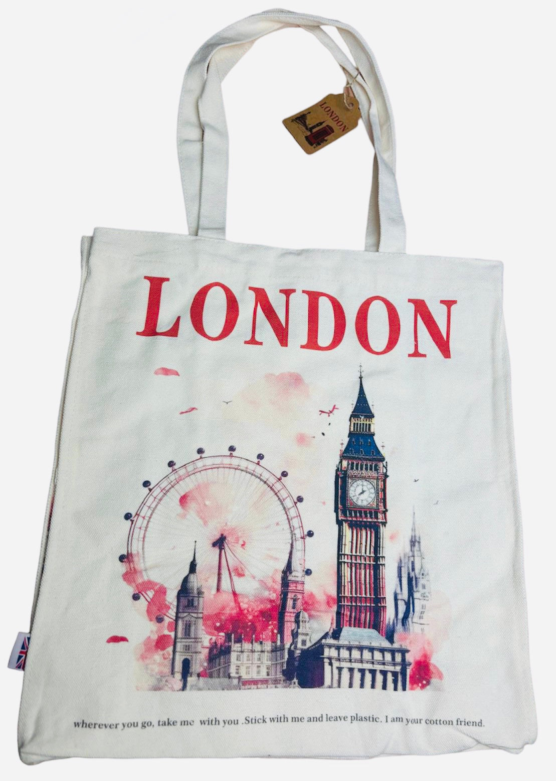 London Tote Bag Reusable Shopping Bag Cotton Shoulder Bag