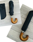 Wooden Handle Compact Auto Open&Close Crook Umbrella