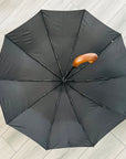Wooden Handle Compact Auto Open&Close Crook Umbrella