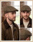 6 Panel Flat Cap, Plaid Wool Blend Hat, Classic Ivy Cap, British Style Cap