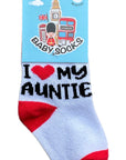 I Love My Auntie Socks, Baby Newborn Kids Socks, Unisex Seamless Cotton Rich Novelty Socks 0-3 Years