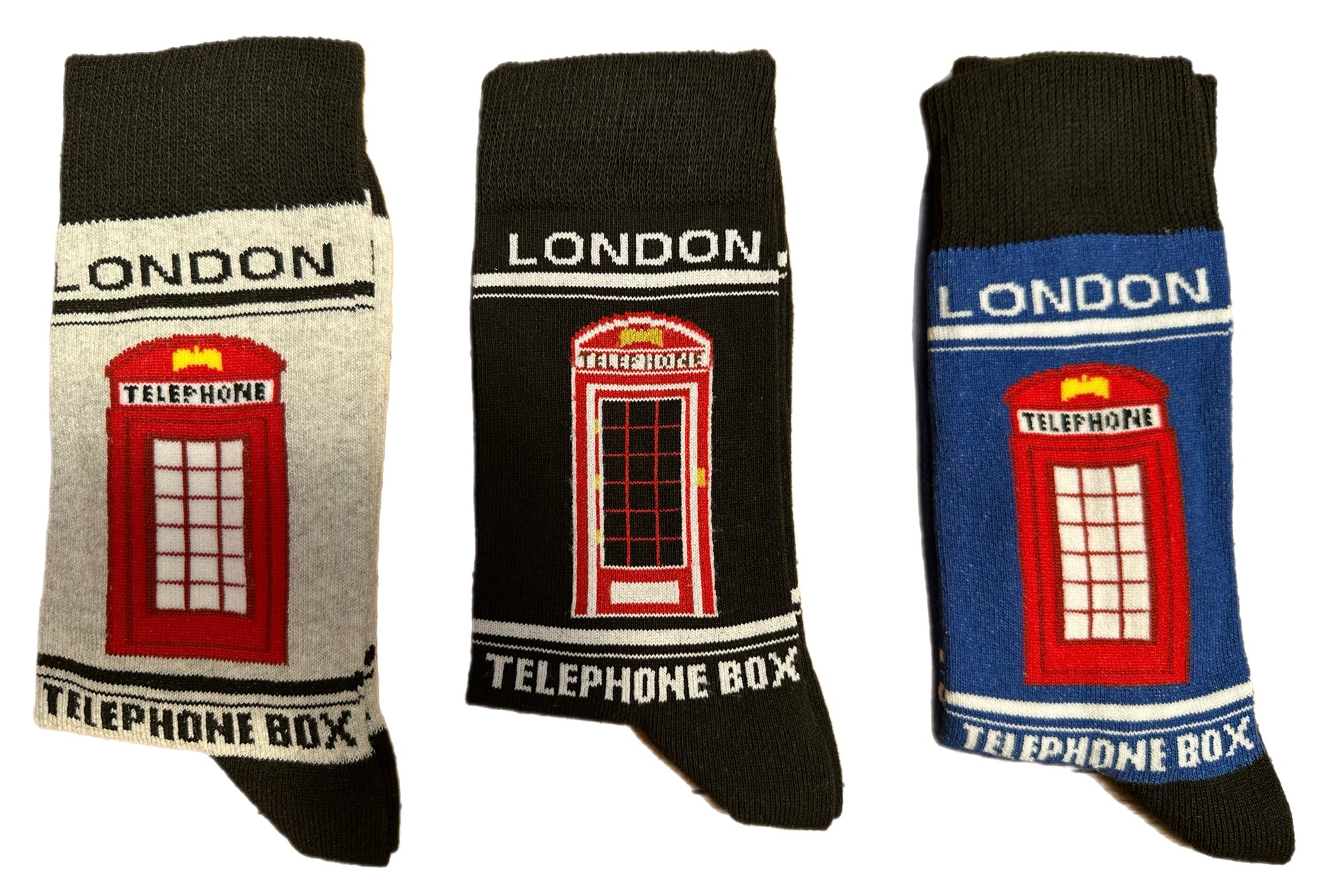 London Telephone Box, Red Telephone Booth Calf Socks, Novelty Fun Gift Unisex Socks