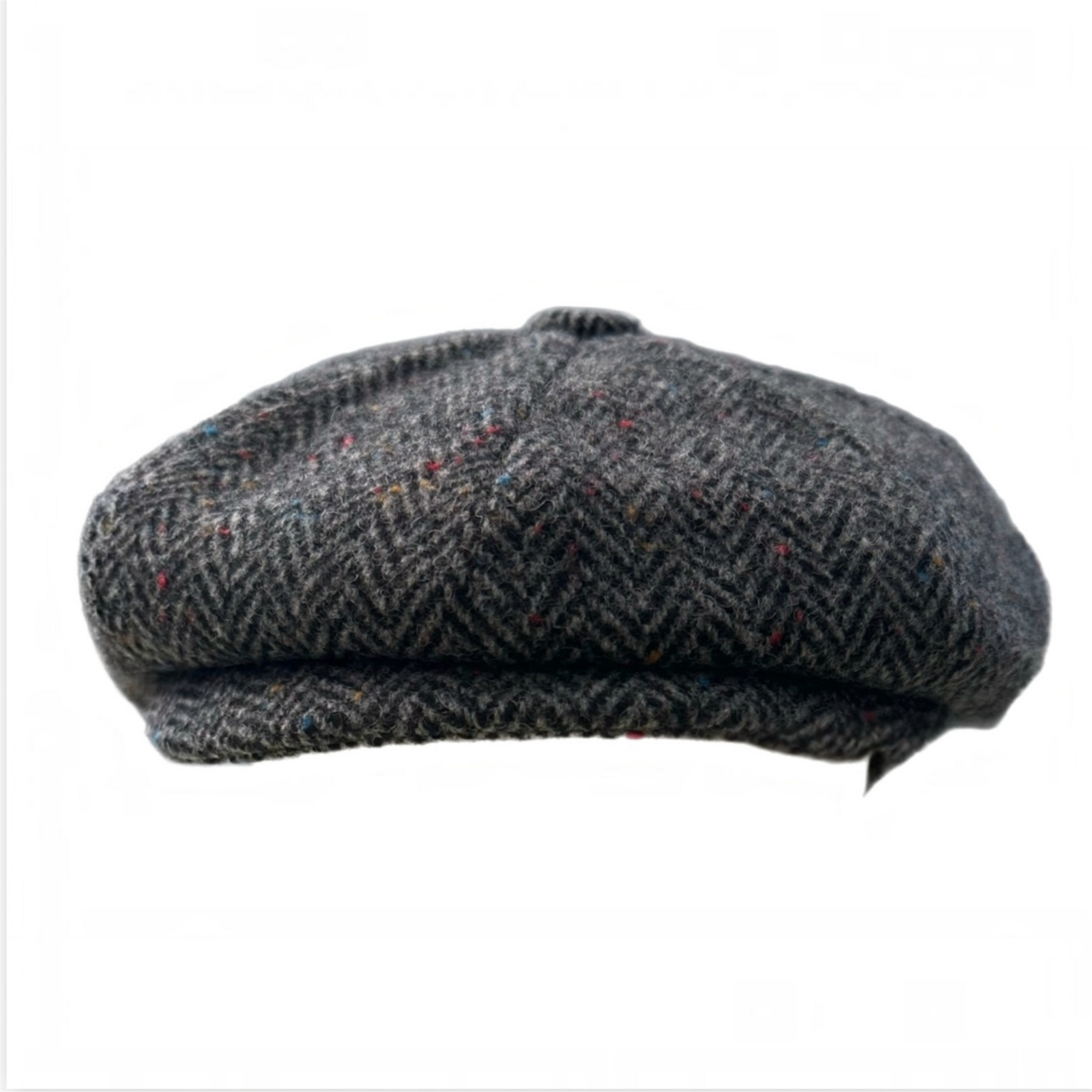 Newsboy Cap Herringbone Grey Flat Cap, Wool Baker Boy Hat, Peaky Blinders Vintage Style Flat Top Cap, Gift for Him