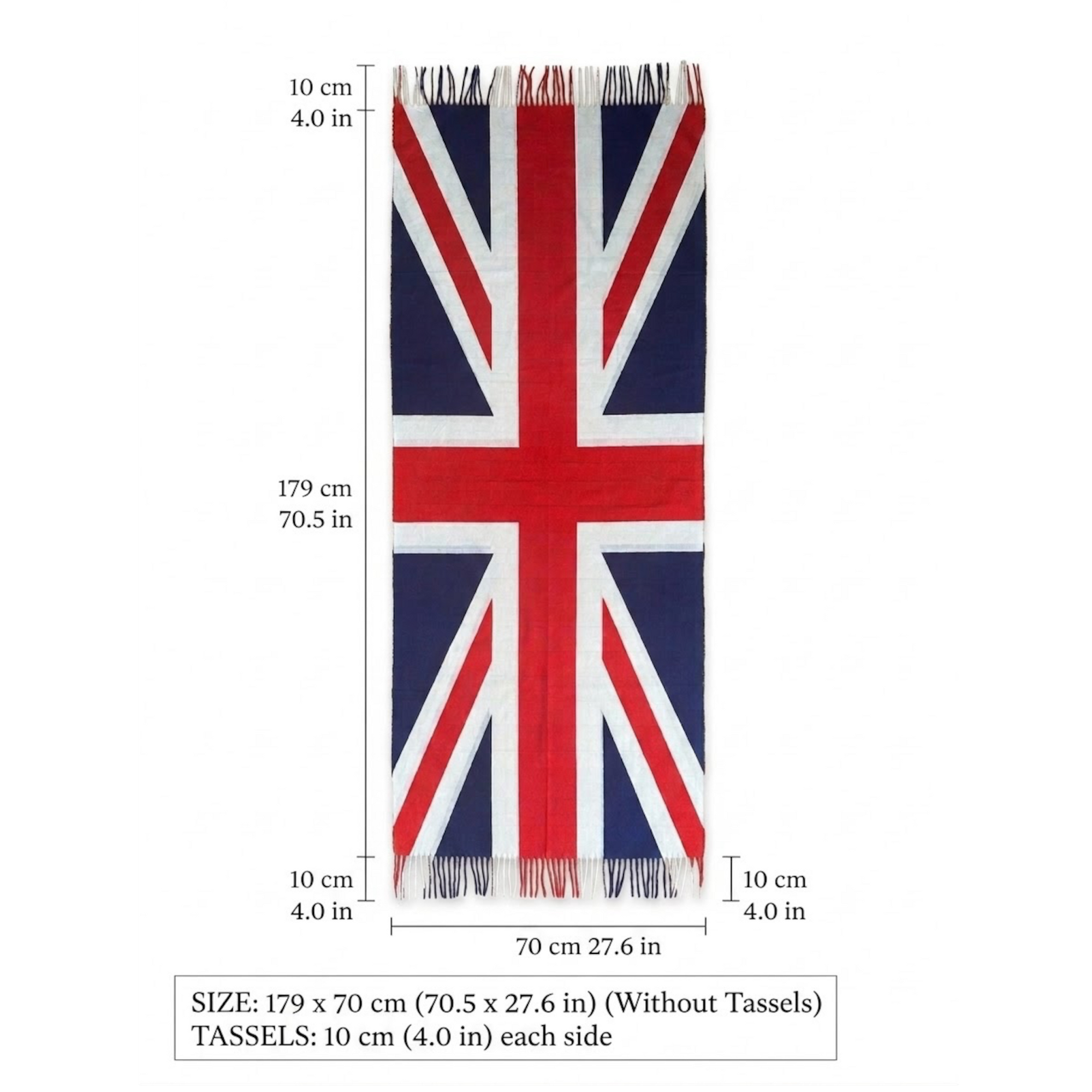 Union Jack British Flag Cotton Blend Scarf – Red, White &amp; Navy