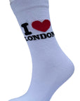I Love London White Socks, Unisex Seamless Novelty Fun Gift Cotton Rich Socks