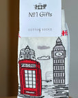 London Big Ben Telephone Booth Socks, Novelty Fun Gift Unisex Socks