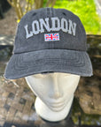 Vintage London Baseball Cap Unisex Distressed Look Hat Embroidered Logo & Adjustable Strap