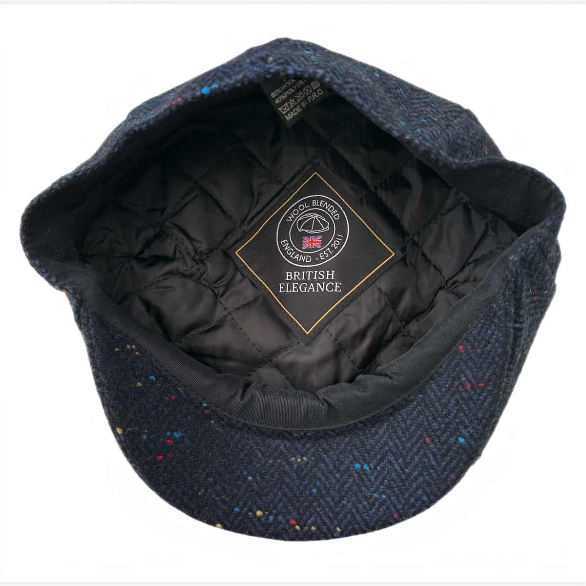 Newsboy Cap Herringbone Navy Flat Cap, Wool Baker Boy Hat, Peaky Blinders Vintage Style Flat Top Cap, Gift for Him