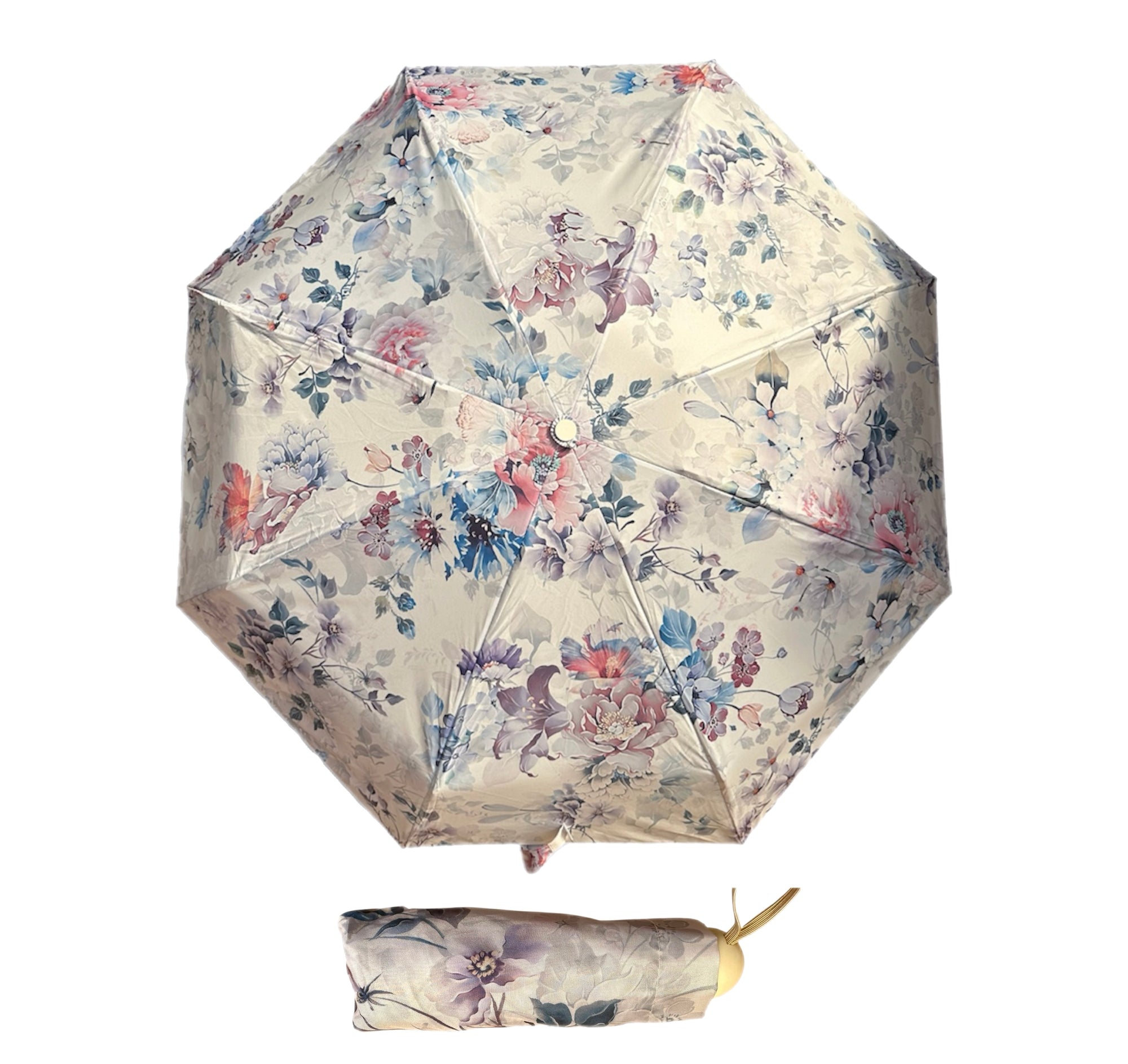 Ultra-Compact Vintage Peony Floral Travel Umbrella | Lightweight Aluminium Frame (20cm)