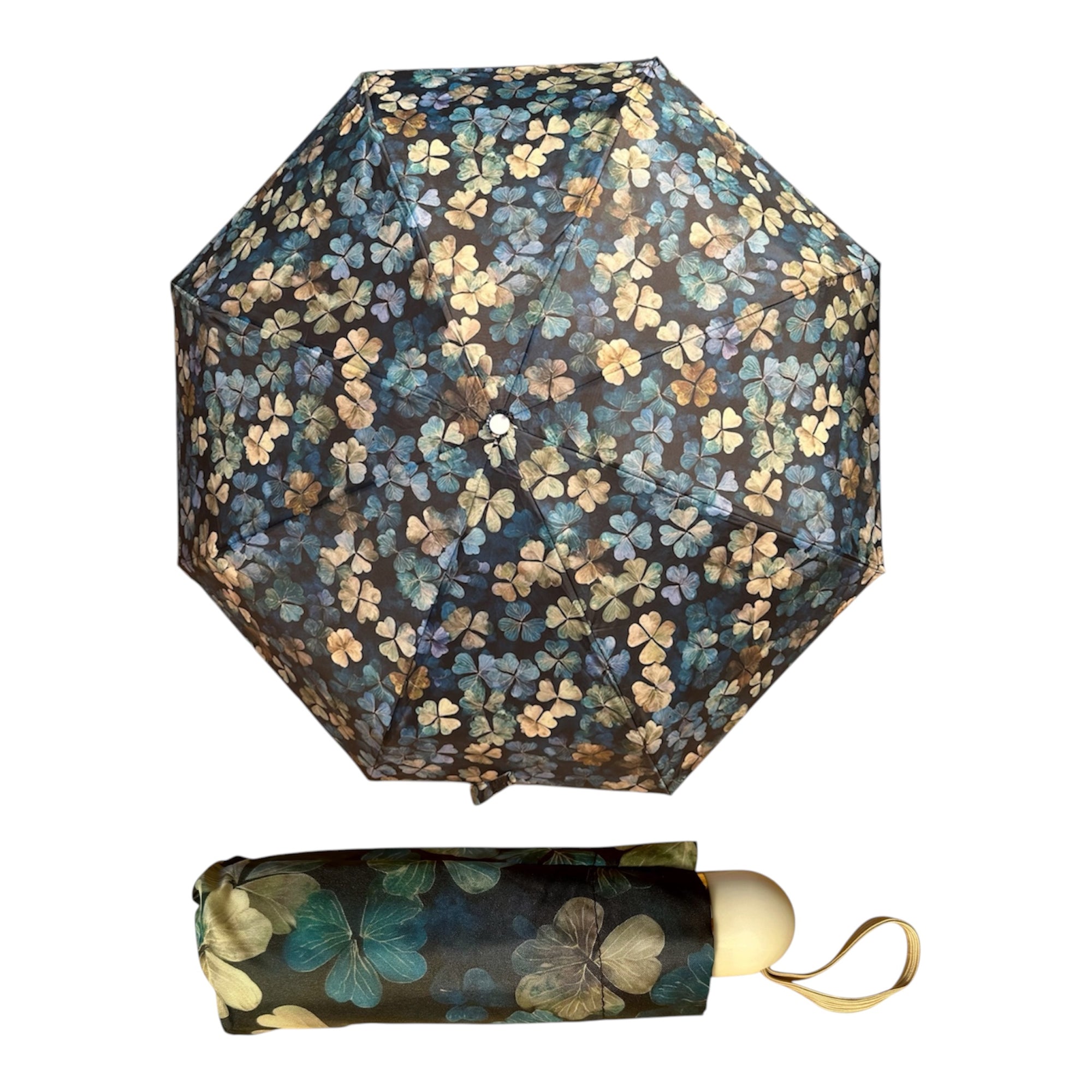 Ultra-Compact Clover Shamrock Floral Travel Umbrella | Lightweight Aluminium Frame (20cm)
