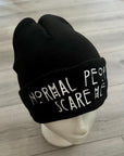 Normal People Scare me Cuffed Unisex Black Beanie Hat