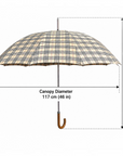 Classic Tartan Design Long Umbrella with Wooden Crook Handle , 12-Rib Traditional Walking Umbrella