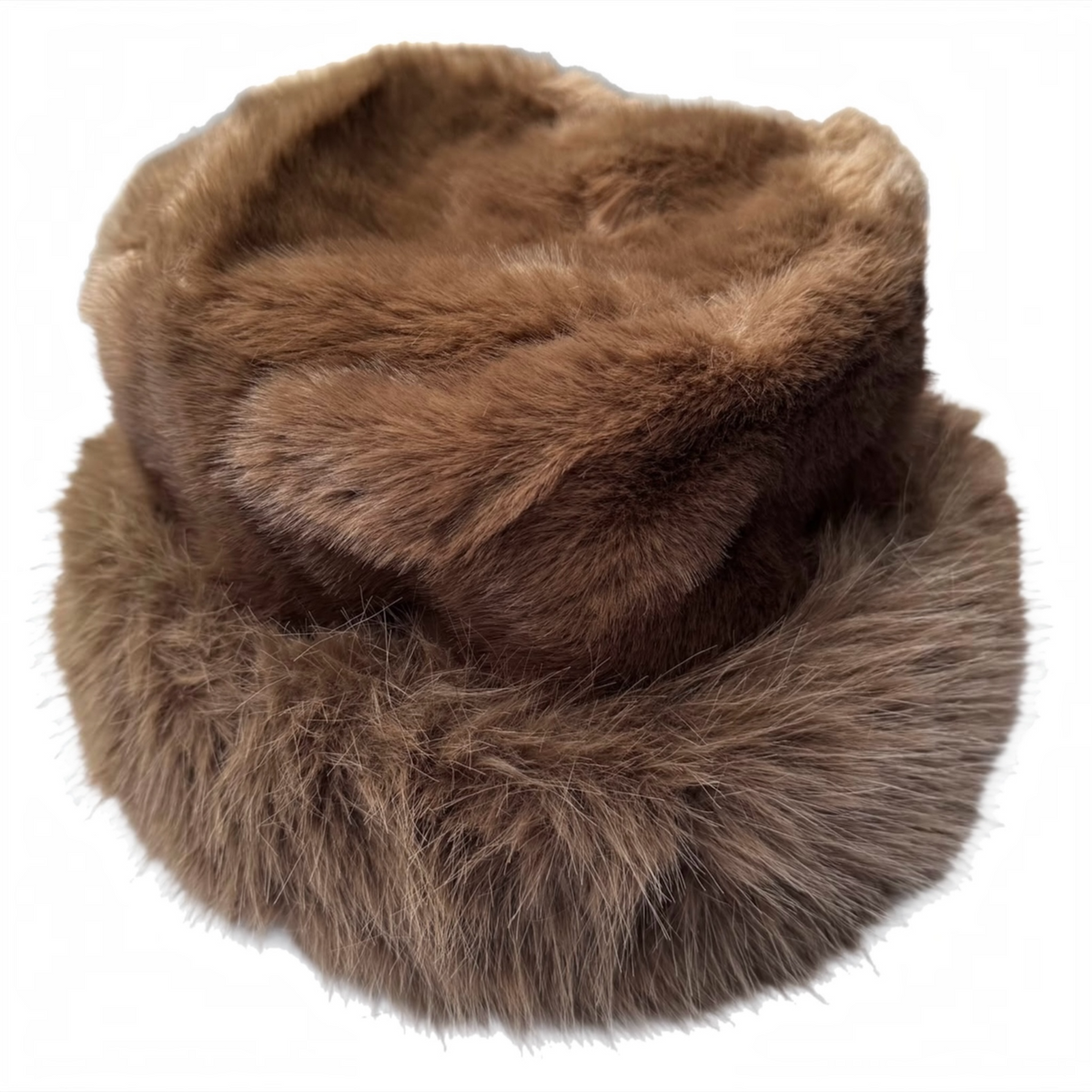 Women's Faux Fur Russian Cossack Bucket Hat Adjustable Winter Cap