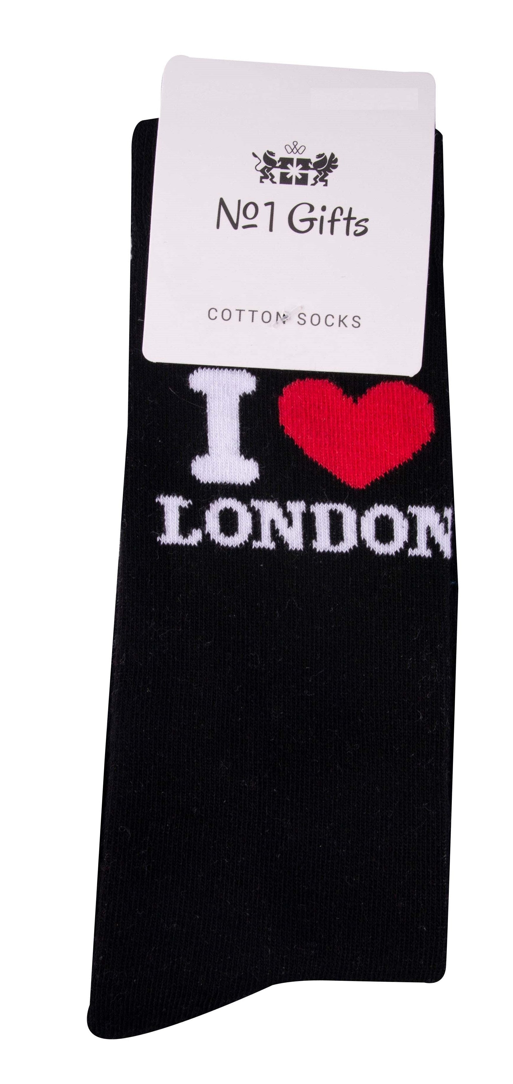 I Love London Black Socks, Unisex Seamless Novelty Fun Gift Cotton Rich Socks