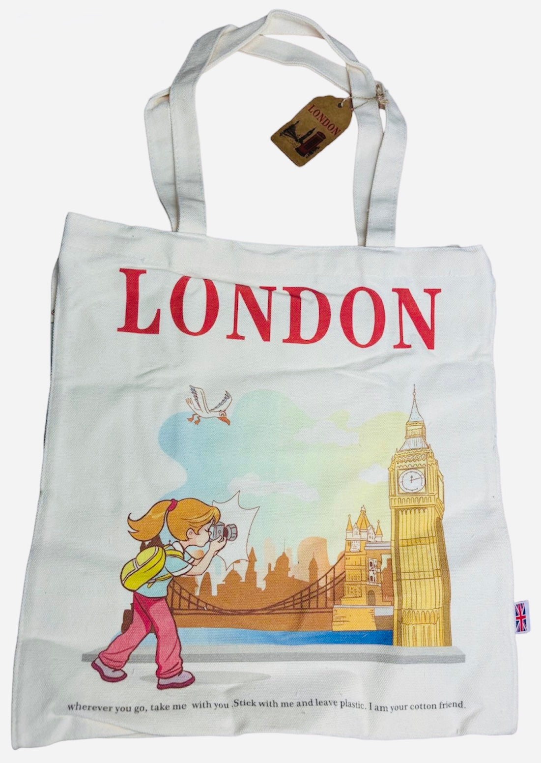 London Tote Bag Reusable Shopping Bag Cotton Shoulder Bag