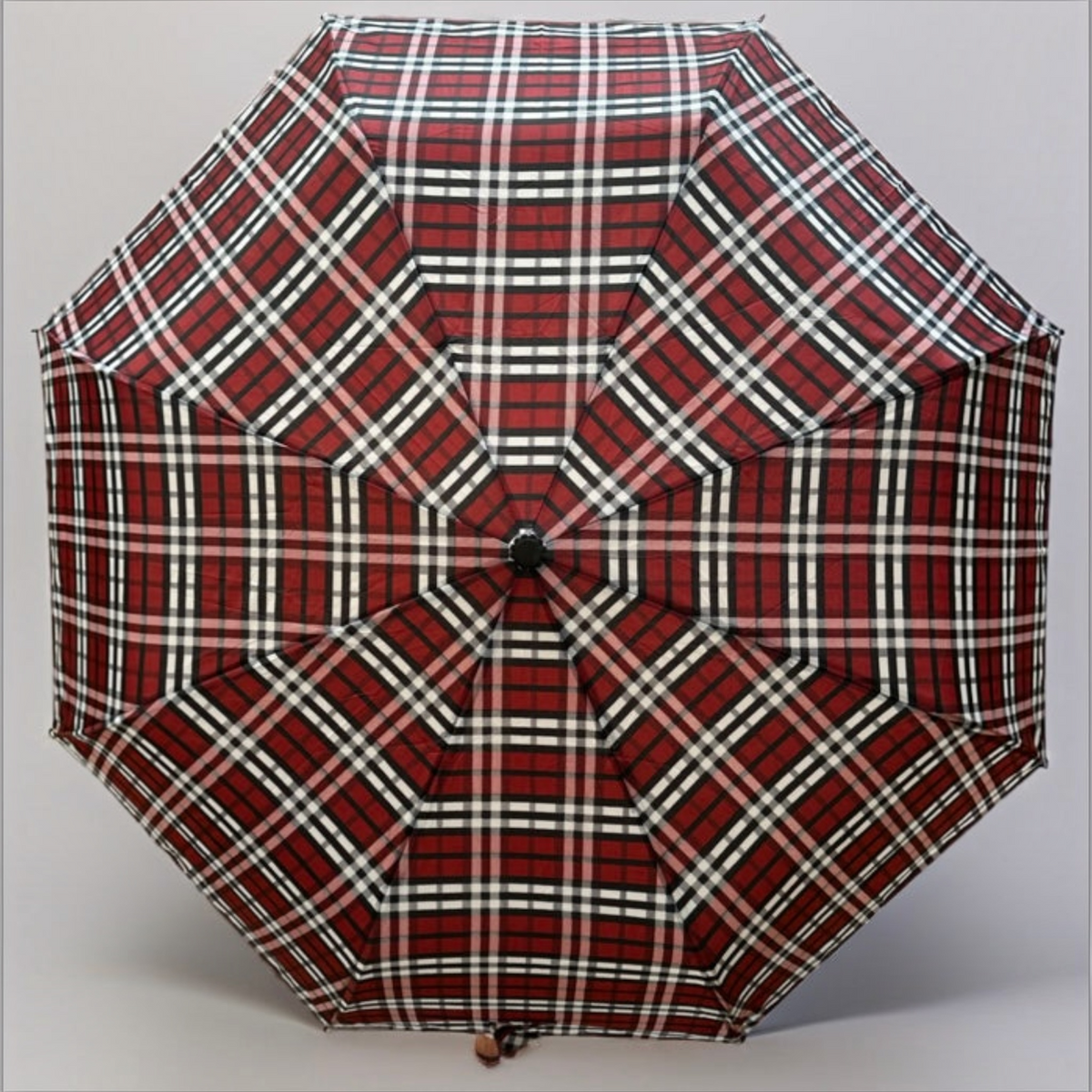 Classic Tartan Compact Travel Umbrella – Auto Open &amp; Close Brolly