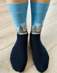 Seamless London Skyline Red Bus Big Ben Socks, Novelty Fun Gift Socks