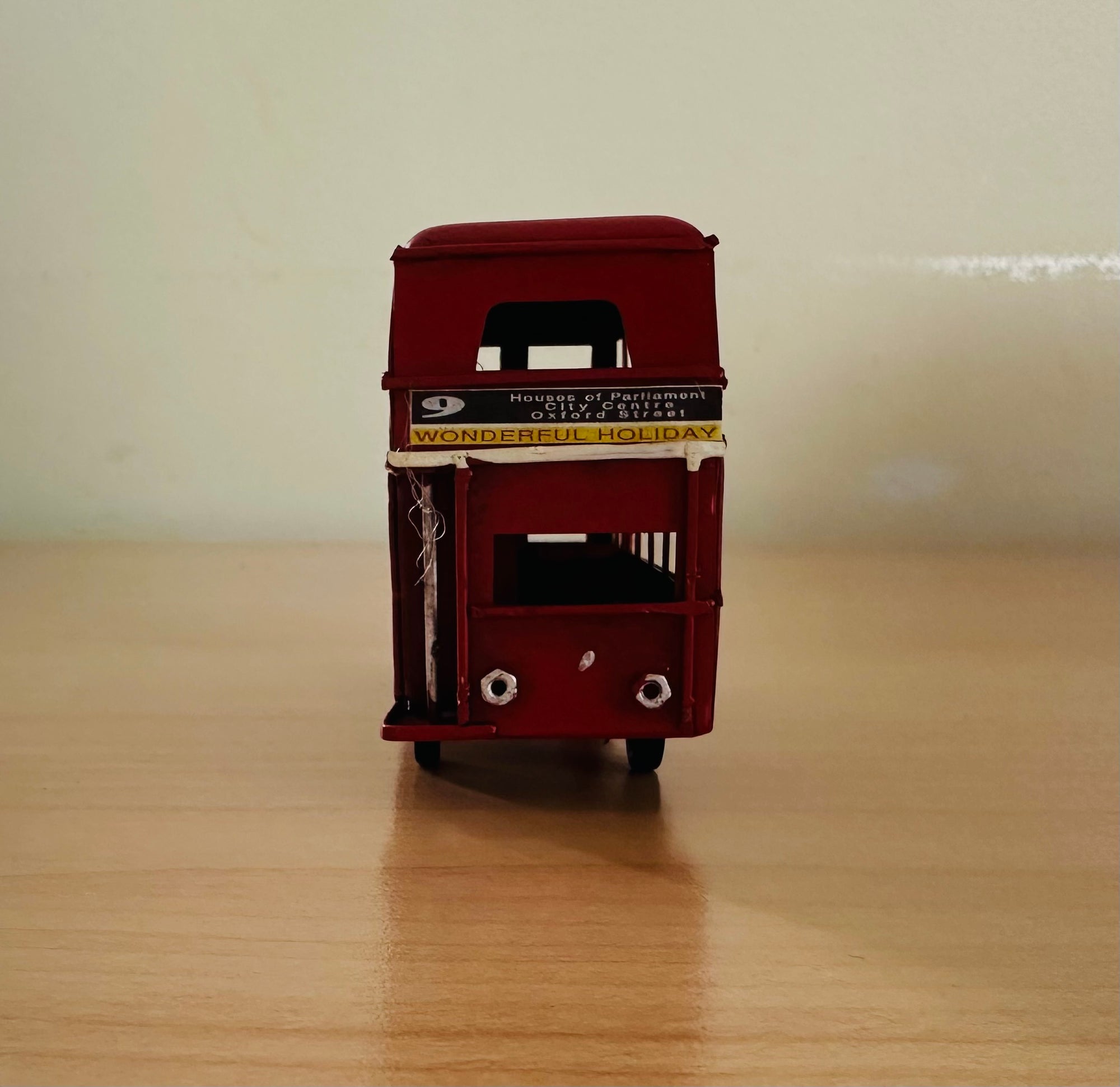 Vintage London Double Decker Bus, Retro Red Bus, City Sightseeing, Metal Ornament Antique