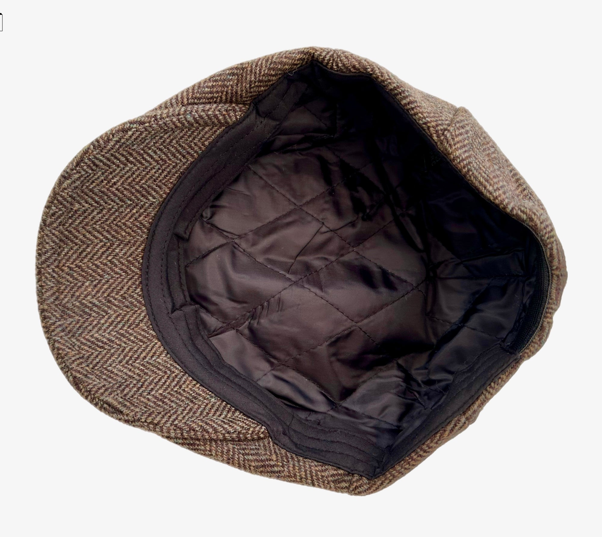 Men&#39;s Hat Herringbone Brown Wool Blend Flat Caps
