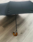 Wooden Handle Compact Auto Open&Close Crook Umbrella