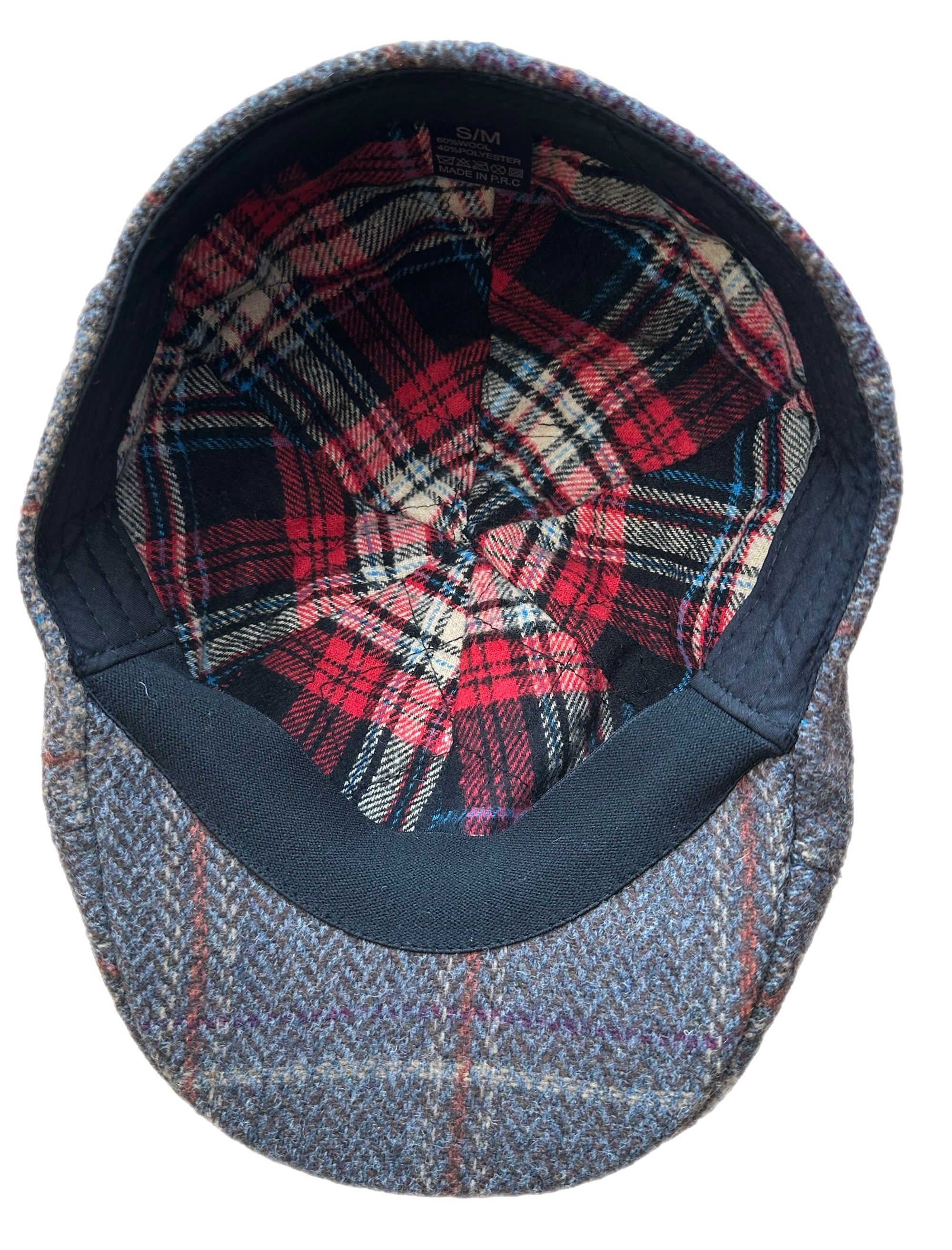 6 Panel Flat Cap, Plaid Wool Blend Hat, Classic Ivy Cap, British Style Cap