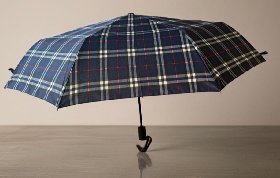 Classic Tartan Design Auto Open &amp; Close Umbrella, Compact Travel Size Brolly