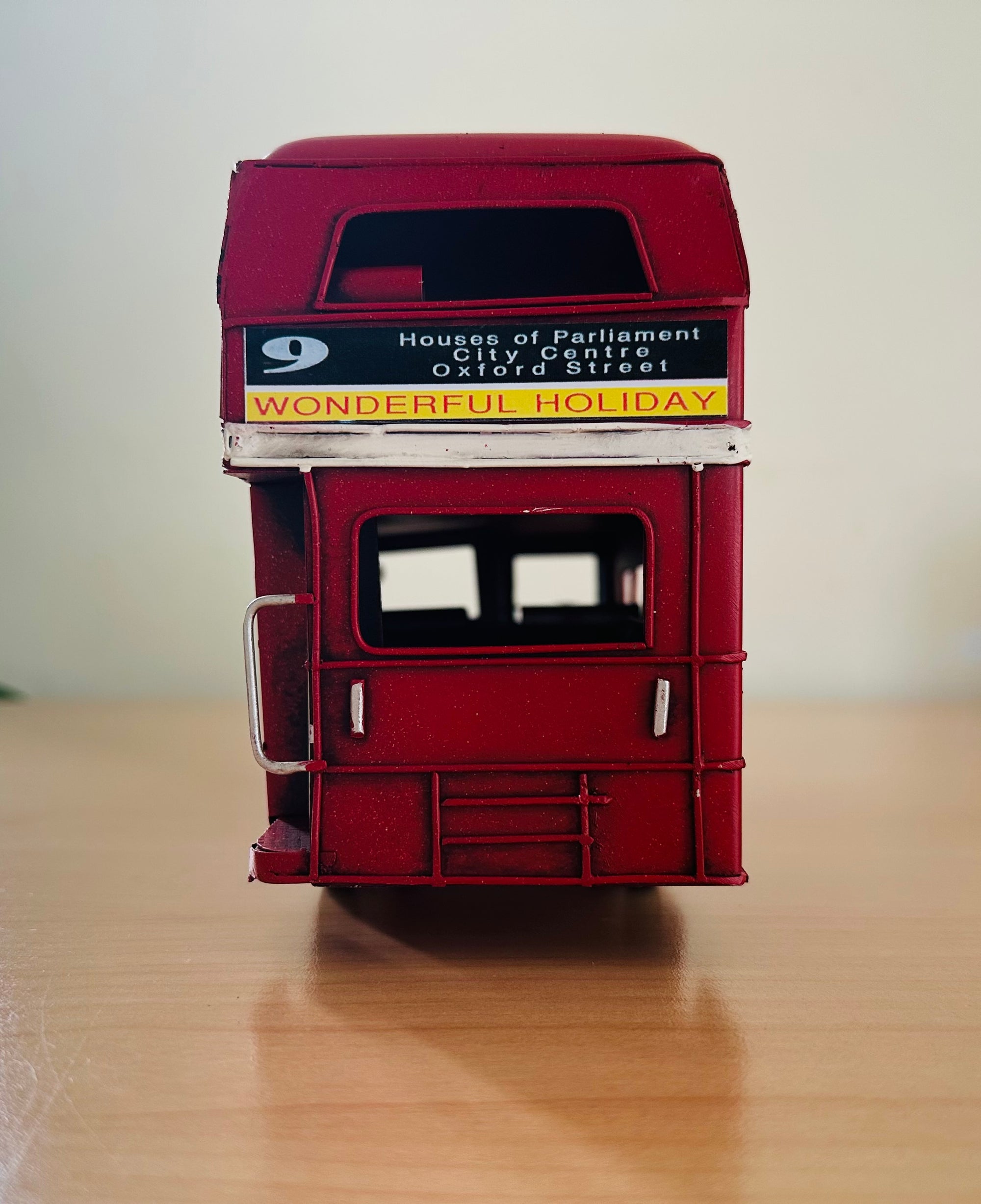 Vintage London Double Decker Bus, Retro Red Bus, City Sightseeing, Metal Ornament Antique