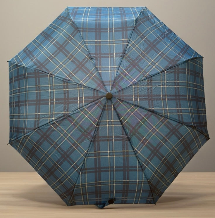 Classic Tartan Design Auto Open &amp; Close Umbrella, Compact Travel Size Brolly