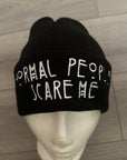 Normal People Scare me Cuffed Unisex Black Beanie Hat