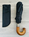 Wooden Handle Compact Auto Open&Close Crook Umbrella
