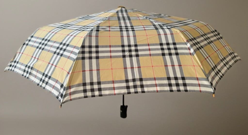 Classic Tartan Design Auto Open &amp; Close Umbrella, Compact Travel Size Brolly