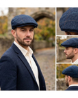 Wool Blend Flat Cap, Vintage Tweed Herringbone Ivy Cap Gift for Him