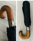Wooden Handle Compact Auto Open&Close Crook Umbrella