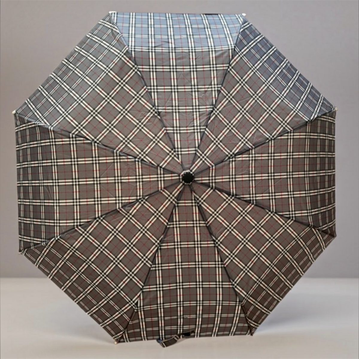 Classic Tartan Compact Travel Umbrella – Auto Open &amp; Close Brolly