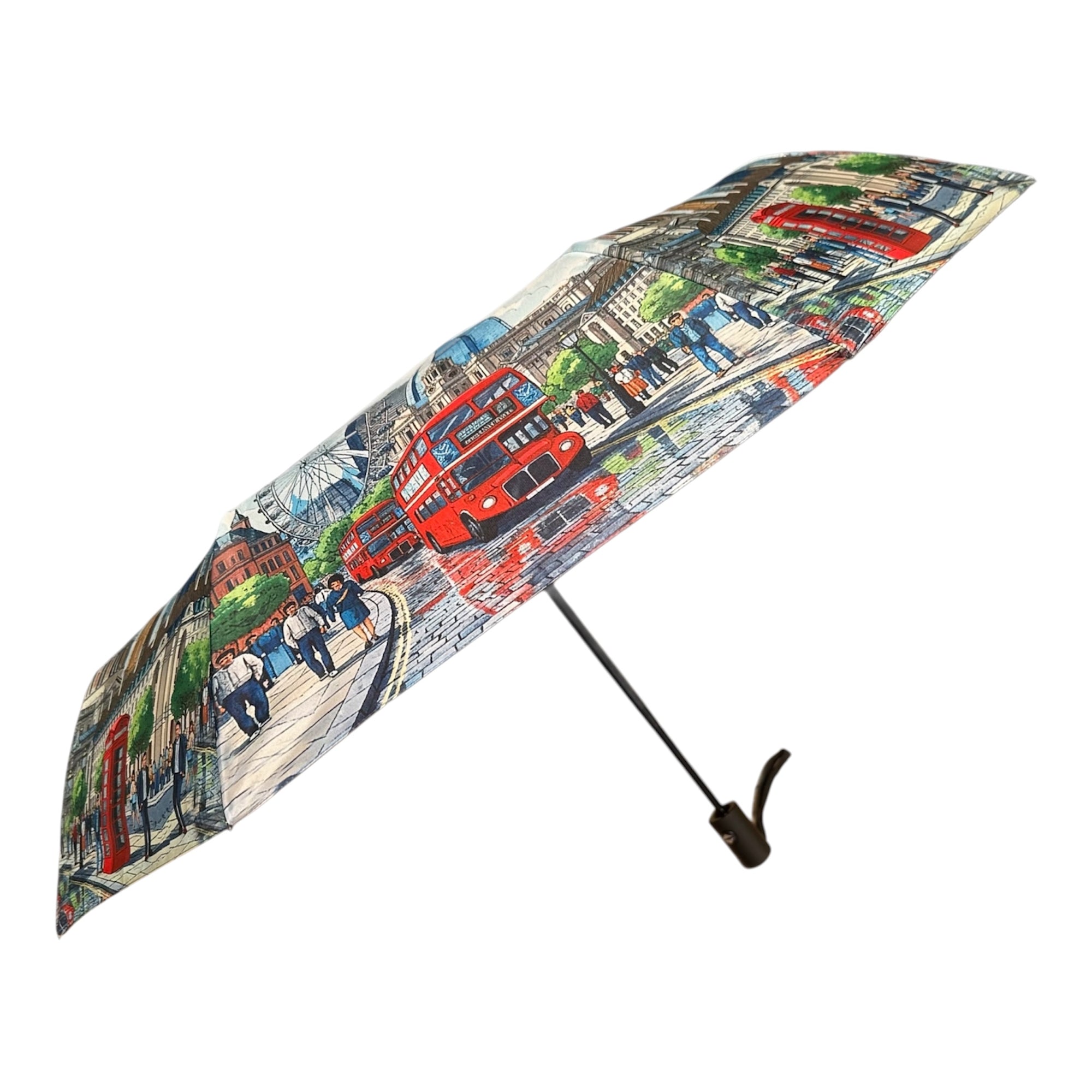 London Cityscape Auto Open/Close Umbrella | Compact Folding Travel Umbrella