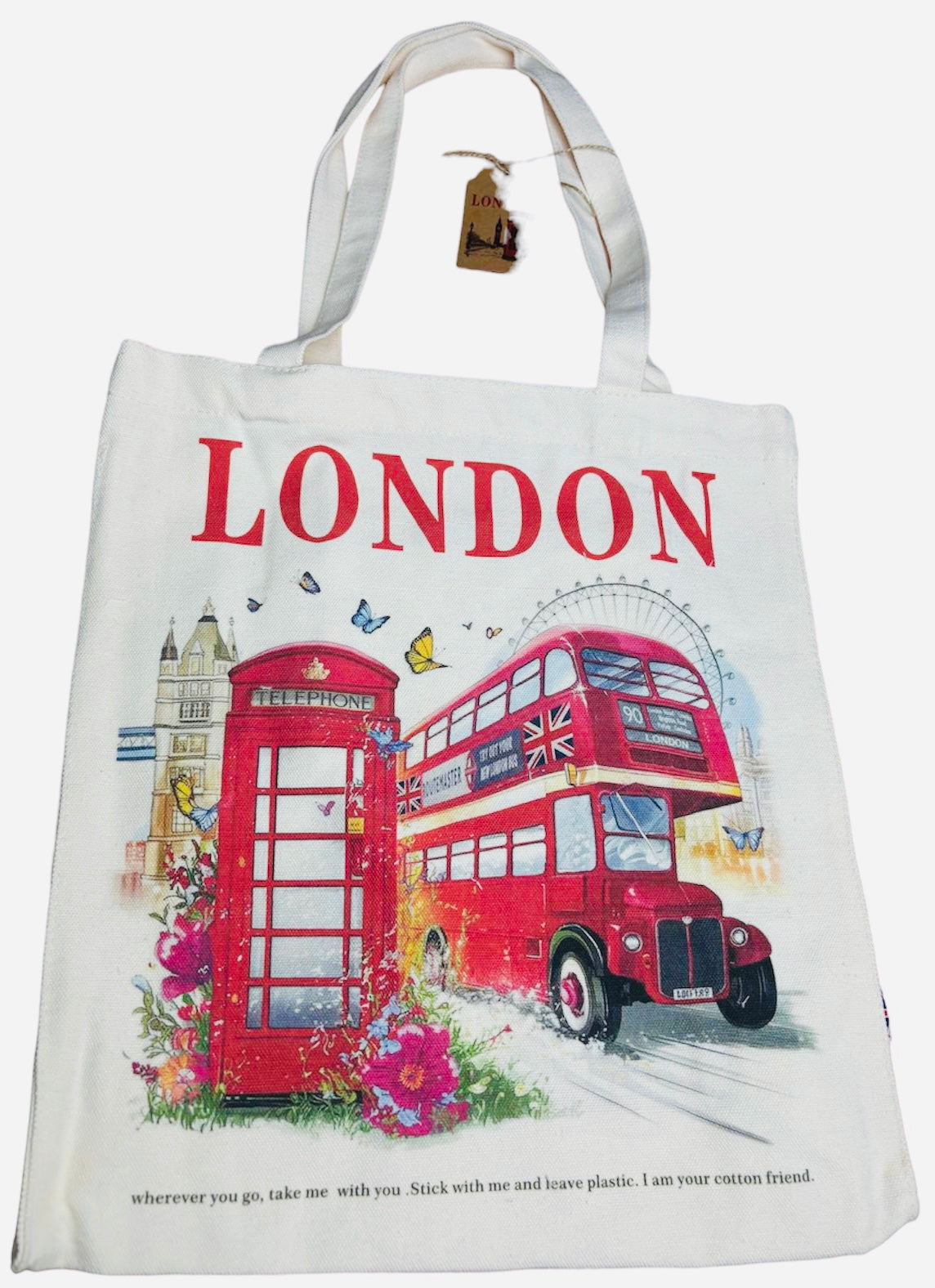 London Tote Bag Reusable Shopping Bag Cotton Shoulder Bag