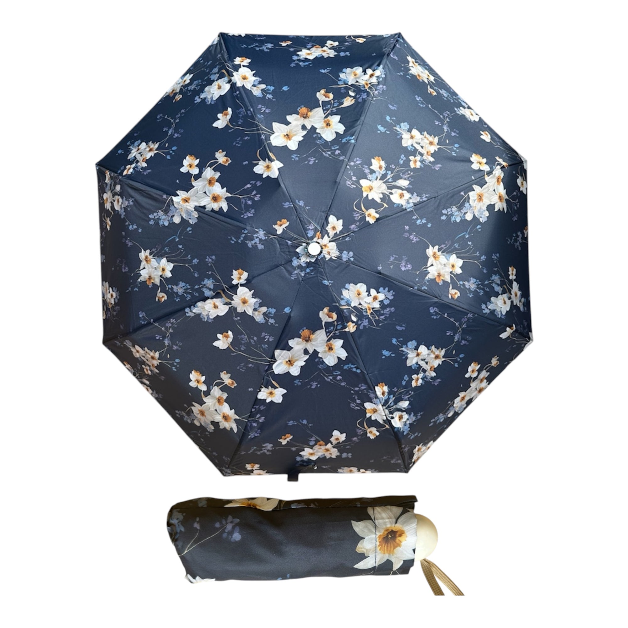 Ultra-Compact Daffodil Floral Travel Umbrella | Lightweight Aluminium Frame (20cm)